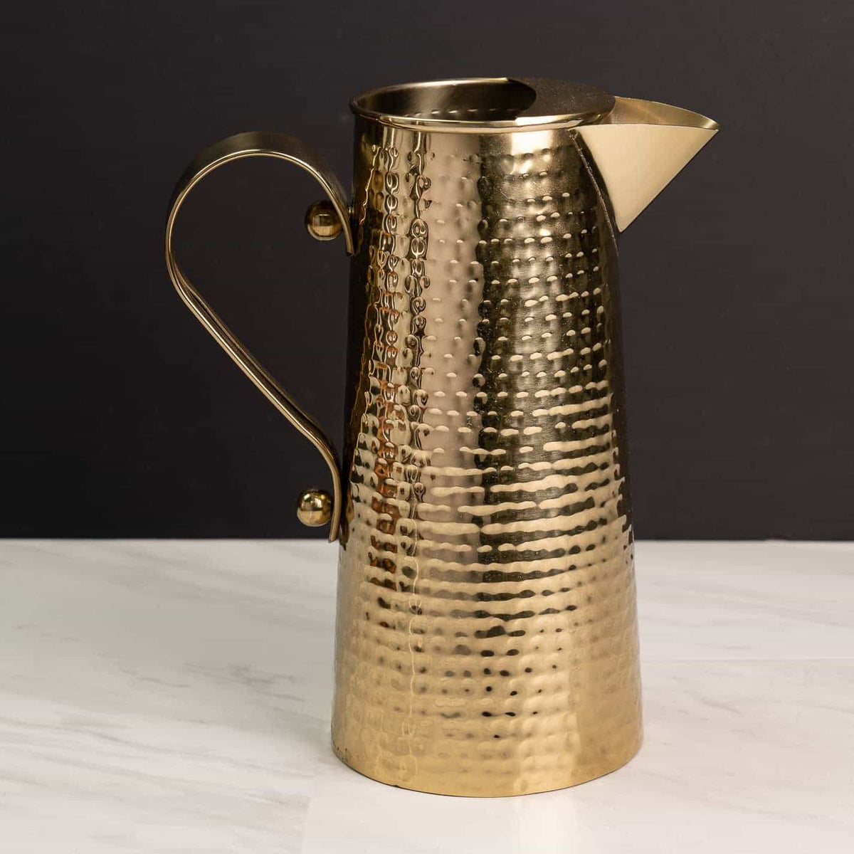 Small S.S. Gold Hammered Pitcher