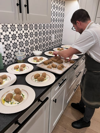 Chef Francesco Tola's Risotto with Vastedda del Belice Agrigentina Cheese, Sweet Broccolini Sauce, Anchovies and Lime!