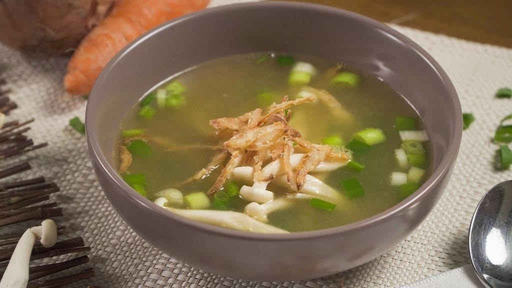 Clear Soup Recipe: Fish, Garlic, Onion,Miso and Mushroom