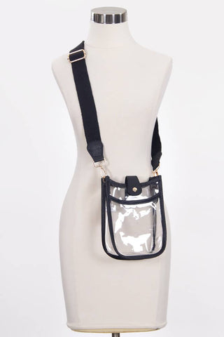 Clear Stadium Crossbody Mini Bag: Black