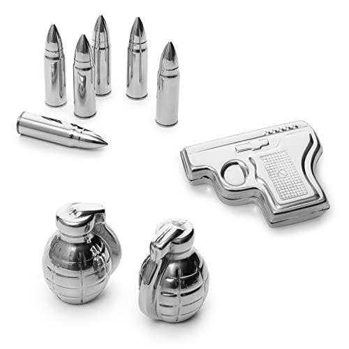 Season and Stir™ Luxurious Bar Gift Set - Pistol Decanter - 2 Grenade Whiskey