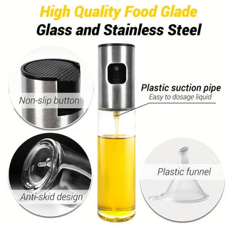 Season and Stir™ Reusable Glass Oil Sprayer - 100ml/3.5oz - Ideal for Cooking - Olive Oil Mister Spray Bottle - Dispenser Spray Bottle