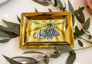 Close-up view of the luxurious gold finish on the Season and Stir™ Gold Reef Treasure Tray, ideal for enhancing luxury decor accents.