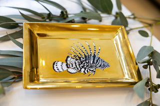 Elegant Season and Stir™ Gold Reef Treasure Tray made of high-fired porcelain, a great addition for luxury decor accents.