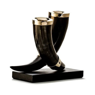 Dark Horn Leather Candle Holder