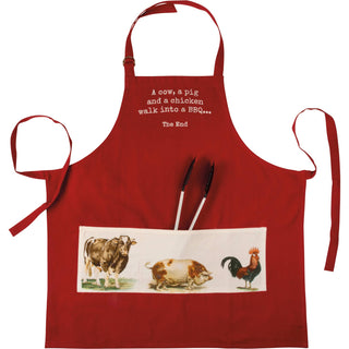 Season and Stir™ Cow Pig & Chicken Walk Into A BBQ The End Apron