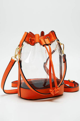 Clear Crossbody Stadium Bucket Bag: Black