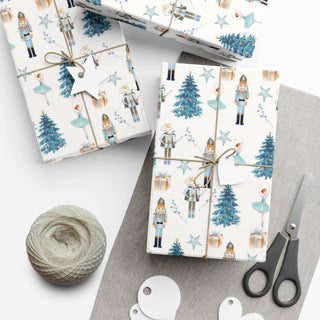 Nutcracker Blue Christmas Wrapping Paper: Satin / 12 ft