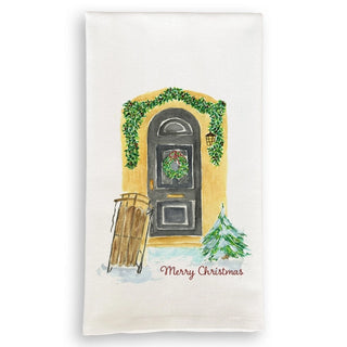 Season and Stir™ Winter Door with Sled kitchen towel