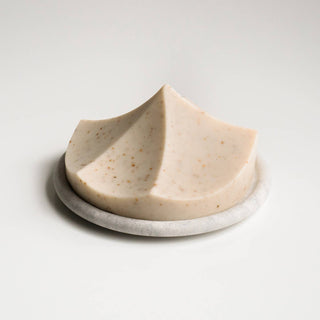 Jasmine Ylang Ylang Handmade Erode Soap Set by Season and Stir™, paired with a chic Black Bouton Plate.