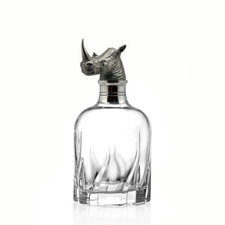 Crystal Whiskey Decanter - Rhino - a luxurious designer whiskey decanter featuring a striking rhino-shaped topper for an eye-catching look.