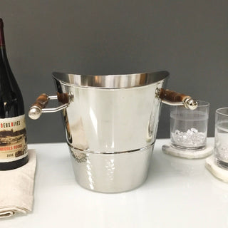 Season and Stir™ LG Polished SS Ice Bucket with Wood Handles
