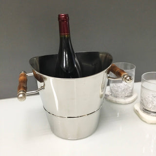 Season and Stir™ LG Polished SS Ice Bucket with Wood Handles