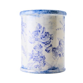 Giulietta Blue Utensil Holder handmade in Tuscany Italy showcasing its elegant design and delicate floral motif.
