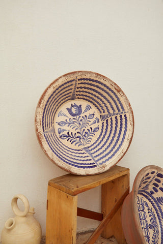 Andalusian basin Blue lebrillos granaínos  - blue flower 19.65 inches PREORDER