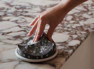 Complete view of Season and Stir™ Handmade Erode Soap Set with selected plate options, ideal for enhancing any bathroom.