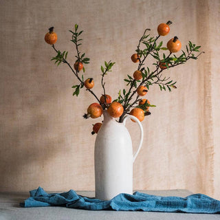 Artificial Fruit Yellow Orange Pomegranate Fruit Stem 36": Five Pomegranate fruits per stem/five stems
