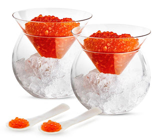 Season and Stir™ Glass Caviar Chiller Dish & Martini Glass:  Set of 2