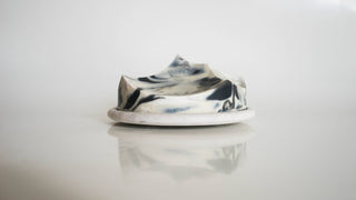 Jasmine Ylang Ylang Erode Soap with a decorative Grey Bouton Plate from Season and Stir™, ideal for luxurious baths.