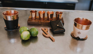 Son of a Sailor x Sertodo Copper Cup and Leather Sleeve Set: Indigo