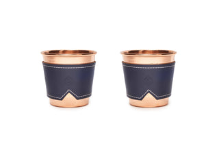 Son of a Sailor x Sertodo Copper Cup and Leather Sleeve Set: Indigo