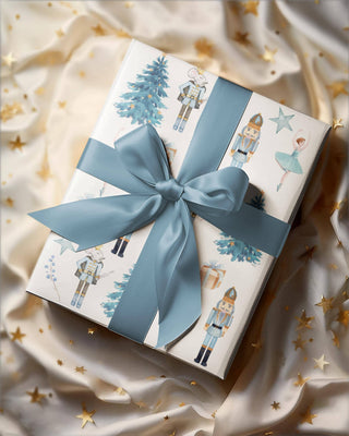 Nutcracker Blue Christmas Wrapping Paper: Satin / 12 ft