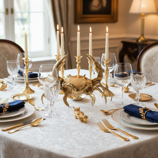 Brass Crab Sculpture Decor in medium size, 21 cm/8.3 inches, perfect for enhancing home decor with elegance.