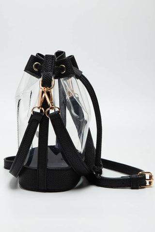 Clear Crossbody Stadium Bucket Bag: Green