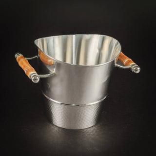 Season and Stir™ LG Polished SS Ice Bucket with Wood Handles
