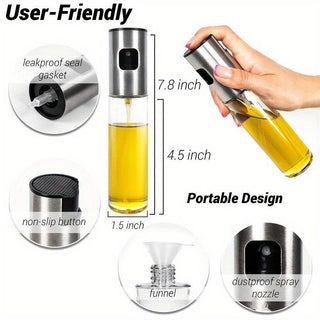 Season and Stir™ Reusable Glass Oil Sprayer - 100ml/3.5oz - Ideal for Cooking - Olive Oil Mister Spray Bottle - Dispenser Spray Bottle