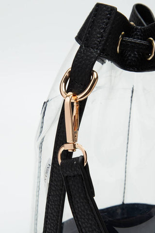 Clear Crossbody Stadium Bucket Bag: Black