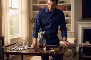 Detail view of the Crystal Whiskey Decanter - Rhino, showcasing the premium crystal construction of this designer whiskey decanter.