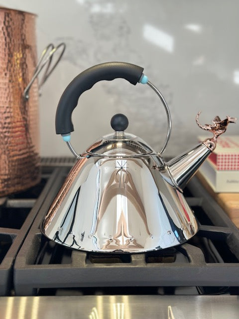 Season and Stir™ Alessi - Michael Graves Hot Water Tea Kettle with Tea-Rex Copper Whistle!