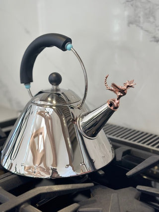 Season and Stir™ Alessi - Michael Graves Hot Water Tea Kettle with Tea-Rex Copper Whistle!