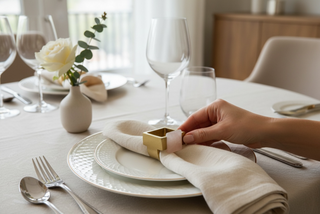 Rose Quartz and Gold Napkin Rings