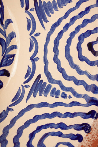 Andalusian basin Blue lebrillos granaínos  - blue flower 19.65 inches PREORDER