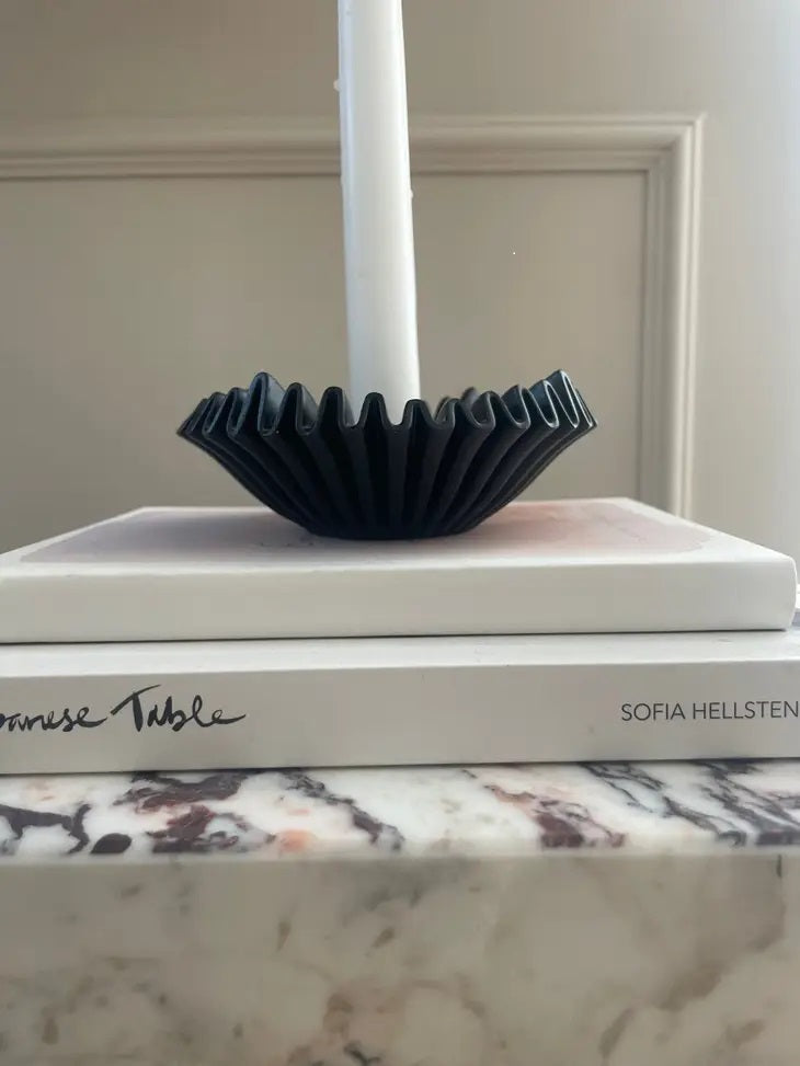 Season and Stir™ Ruffle décor candle holder in black or white