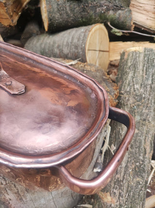 Season and Stir™ Handmade Oval Copper Pot with Perforated Aluminum Grid: 15.7 inches