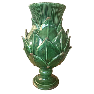 Impressive Italian Artichoke Vase, Scavo Harvest Urn in Antique White, adding a cultural touch to your space.