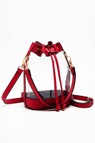 Clear Crossbody Stadium Bucket Bag: Orange