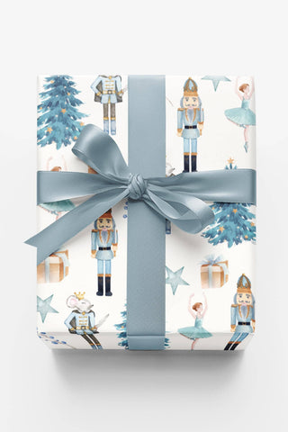 Nutcracker Blue Christmas Wrapping Paper: Satin / 12 ft