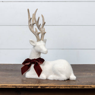 Close-up of Cream Felt Deer by Ragon House – Ideal for creating a refined look in your holiday home decorations. This handcrafted piece adds a touch of elegance to seasonal displays.