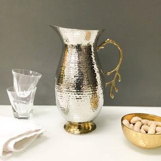 Season and Stir™ Hammered Water Pitcher w/ Gold Leaf Bud Handle