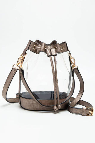 Clear Crossbody Stadium Bucket Bag: Black