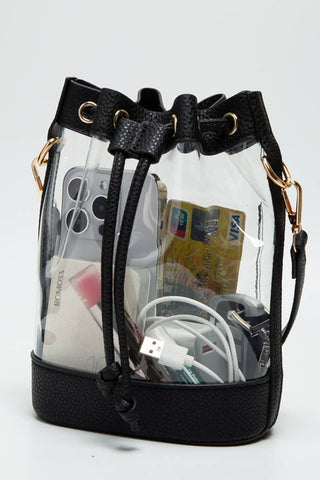 Clear Crossbody Stadium Bucket Bag: Green