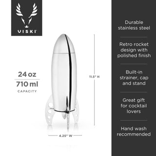 Irving™ Stainless Steel Rocket Cocktail Shaker in action with fresh ingredients, perfect for crafting delightful beverages, showcasing its unique cocktail shaker features.