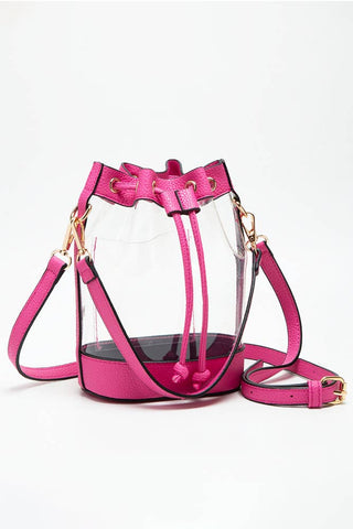 Clear Crossbody Stadium Bucket Bag: Black