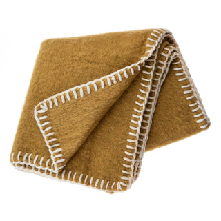 Season and Stir™ Blanket Stitch Wool Blend Throw, Ochre