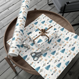 Nutcracker Blue Christmas Wrapping Paper: Satin / 12 ft