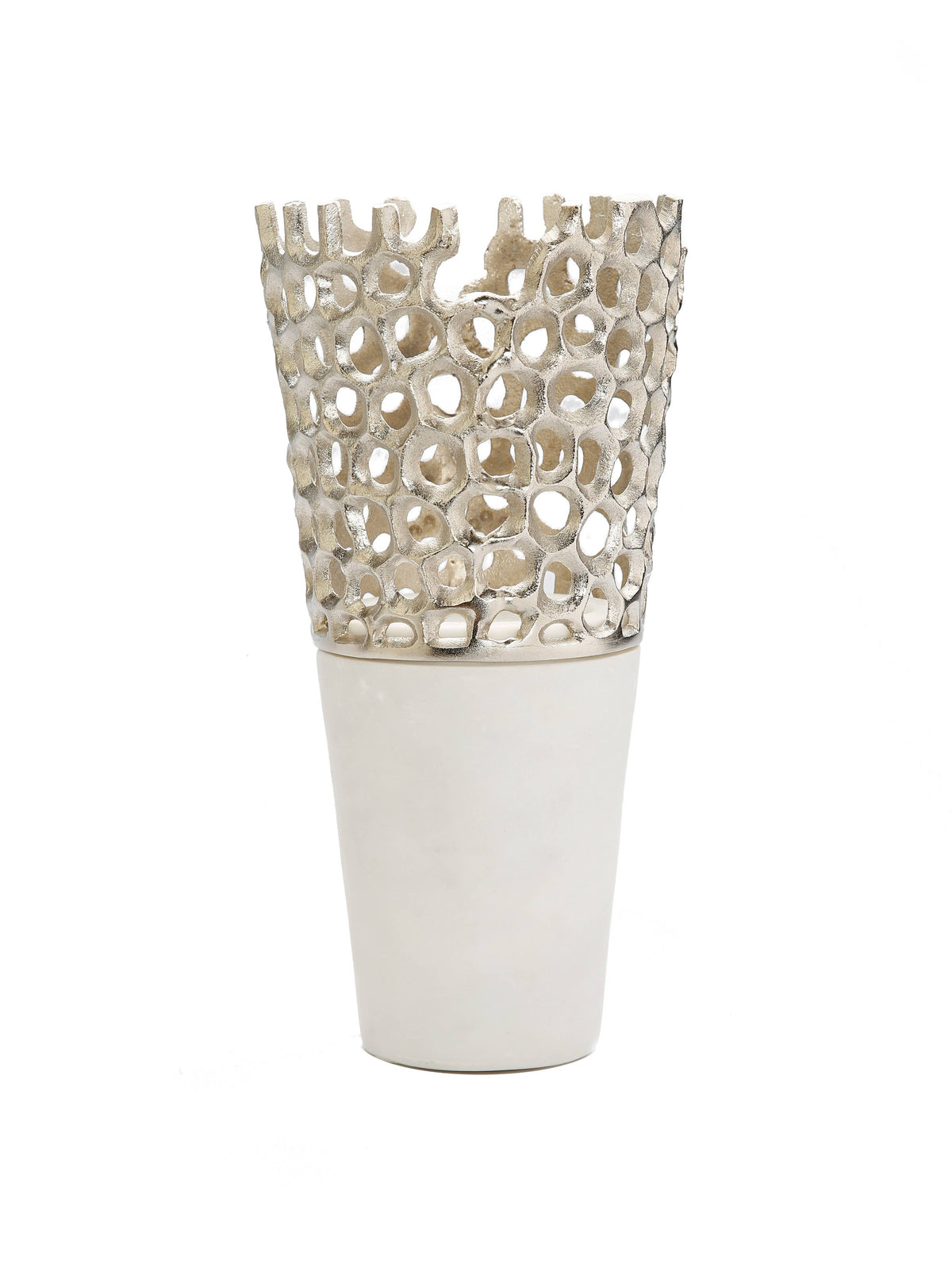 Season and Stir™ 12"H Web Design Vase with White Marble Base